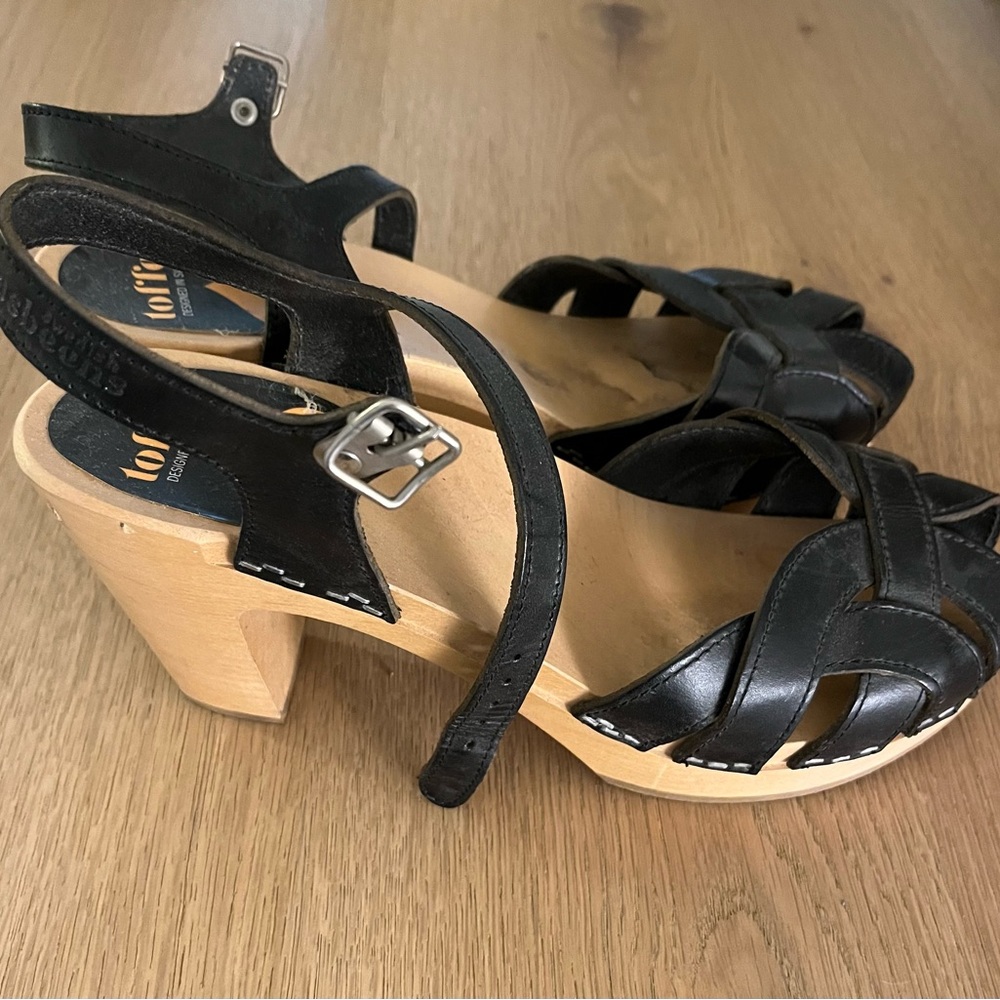 Swedish Hasbeens Pearl Sky High Sandal Size 40